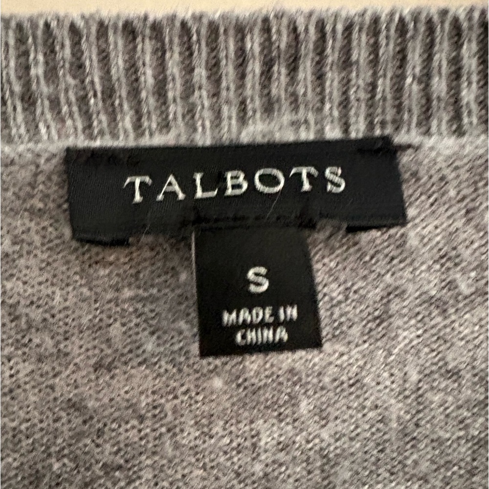 Talbots Polar Bear Sweater Soft Lightweight Cozy Gray Red Lambswool Size Small - Picture 3 of 8